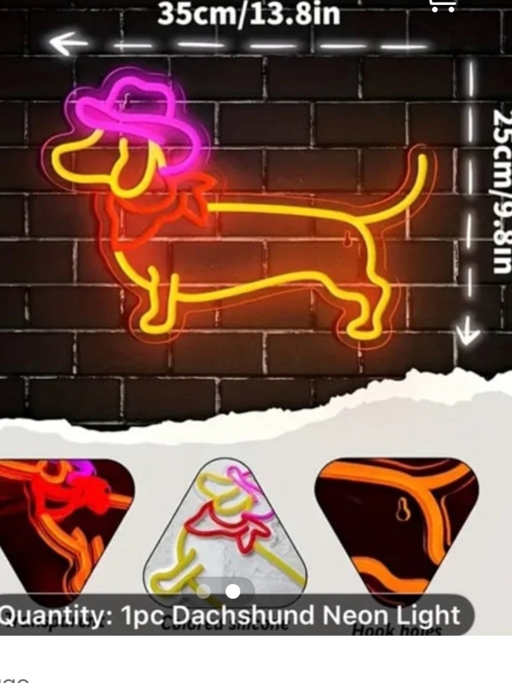 Dachshund Neon Sign - Orange and Yellow Dog Light - Picture 2 of 2